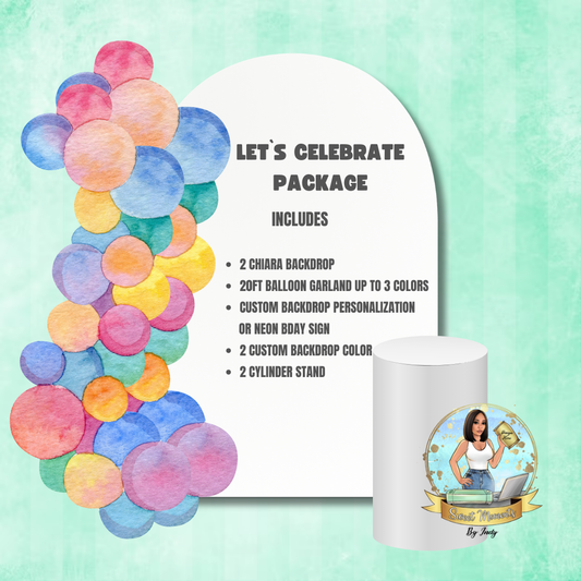 Let`s Celebrate Balloon Garland Backdrop Package